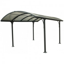 Carport 1 voiture 3,05x4,85m en aluminium et polycarbonate 6mm ANTI-UV Habrita