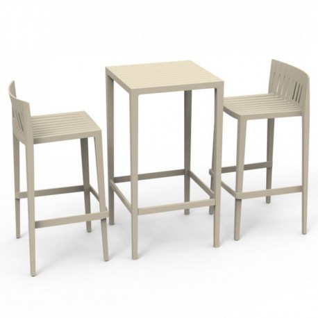 Ensemble Spritz table et 2 tabourets Vodom hauteur d'assise 76cm écru