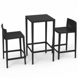 Establecer mesa Spritz y 2 taburetes Vondom altura del asiento 76cm negro