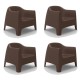 Lot de 4 Fauteuils Lounge Solid Vondom bronze