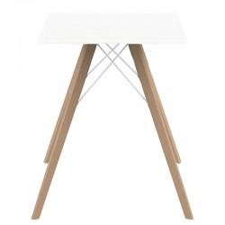 Mesa de comedor Vondom Faz Madera de tapa cuadrada blanca y pies de roble natural