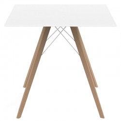 Table à manger Vondom Faz Wood Plateau 80 Carré Blanc et Pieds Chêne Naturel Table à manger Vondom Faz Wood Plateau 80 Carré Blanc et Pieds Chêne Naturel