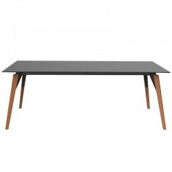 Mesa Vondom Faz Bandeja de Madera 200x90 Negro y Pies Roble Natural