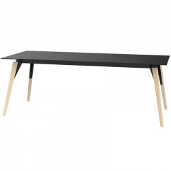 Vondom-Tisch Faz Wood Plateau 200x100 Schwarz und Füße Eiche Blanchier