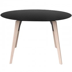 Table Ronde Vondom Faz Wood Plateau Noir et Pieds Chêne Blanchis Diamètre 120cm H74cm