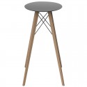 Vondom Wood Tisch Runde Runde Schwarzes Hpl und Fuß Eiche Natur Durchmesser 60 x H105cm