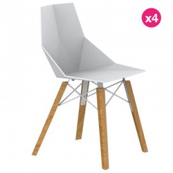 Lot de 4 Chaises Vondom Faz Wood2 Blanc Pieds Chêne