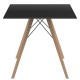 Table à manger Vondom Faz Wood Plateau 80 Carre Noir et Pieds Chêne Naturel