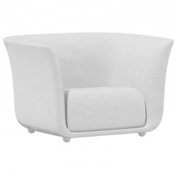 Armchair Vondom design Suave in white water-repellent fabric Snow 1041