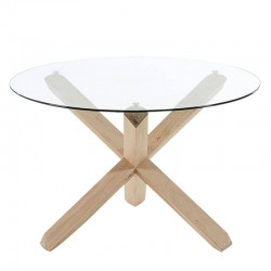 Runder Tisch 120 Glas und Beine aus massiver Eiche KosyForm