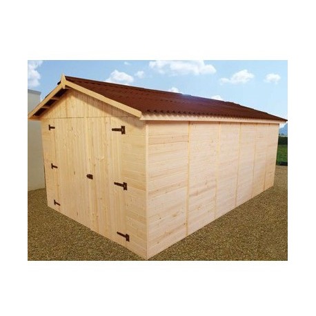 Garage en bois massif Habrita 21,7m2 avec madriers 42mm