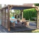 Pergola en bois Habrita avec Ventelles amovibles sur Toiture et un côté 348x310x232 Veneto