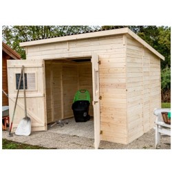 Garden shed Habrita solid wood 6.60 m2 with corrugated flat roof