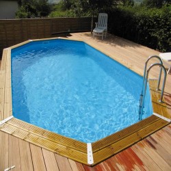 Pool Holz Ubbink Azura 400x750 H130 Liner Blau