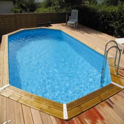 Zwembad Hout Ubbink Azura 400x750 H130 Liner Blauw