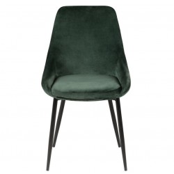 Juego de 2 sillas de comedor de terciopelo verde con base de metal negro Kari KosyForm