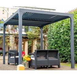 Pergola bioclimatique Habrita Alumium 7.20 m2 avec toit en lames mobiles