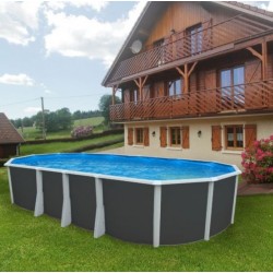 Oberirdischer Pool TOI Ibiza oval 730x366x132 mit komplettem Anthrazit-Kit