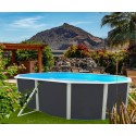 Oberirdischer Pool TOI Mallorca oval 550x366xH120 mit komplettem Kit Anthrazit