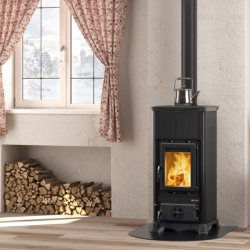 La Nordica Emiliana Steel 6.5kW wood-burning stove anthracite black