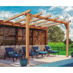 Anlehnpergola aus rohem Holz Andorra 4x3m 12m2