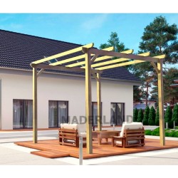 Freistehende Pergola aus Massivholz Madrid 3x3m 9m2 Freistehende Pergola aus Massivholz Madrid 3x3m 9m2