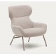 Poltrona Lina in tessuto ciniglia beige e acciaio VeryForma