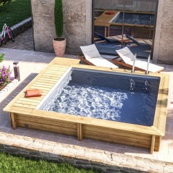 Piscine Bois Urbaine Connecté Couverture Chauffage Filtration Coffre 420 BWT Piscine Bois Urbaine Connecté Couverture Chauffage Filtration Coffre 420 BWT