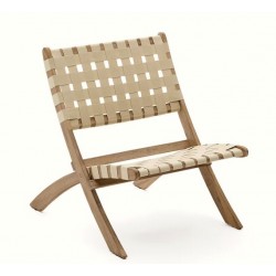 Poltrona Dobrável Beli em madeira maciça e corda creme VeryForma