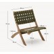 Beli opklapbare fauteuil in massief hout en groen touw VeryForma