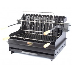 Le Marquier Mendy Churrasqueira de Aço Preto com Rotisserie 62x45