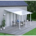 Pergola addossata Olympia 3x4,25m in alluminio bianco e Canopia in policarbonato