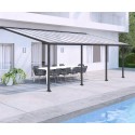 Pergola addossata Olympia 3x7,30m grigio alluminio e policarbonato Canopia