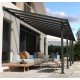 Pérgola de pared Olympia 3x7,30m de aluminio gris y policarbonato Canopia