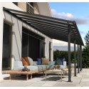 Pérgola de pared Olympia 3x7,30m de aluminio gris y policarbonato Canopia