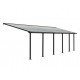 Pérgola de pared Olympia 3x7,30m de aluminio gris y policarbonato Canopia