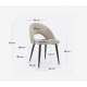 Conjunto de 6 Cadeiras de Veludo Bege com Encosto Ergonômico Pernas Pretas VeryForma